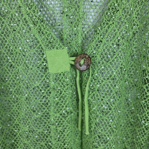 Kaktus Green Open Weave Mesh Cardigan Sweater Women's Size Large - Picture 3 of 14